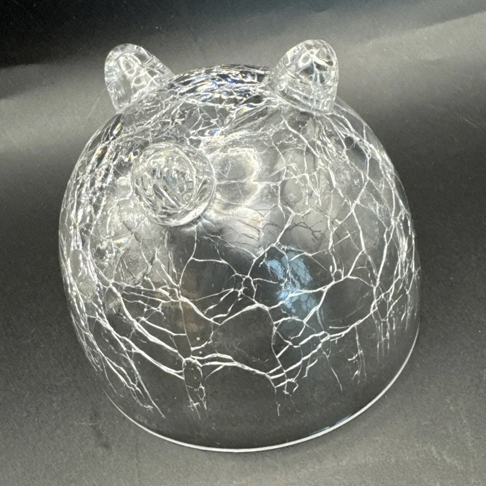 Clear Crackle Broken Glass 3 Footed Bowl 3.0